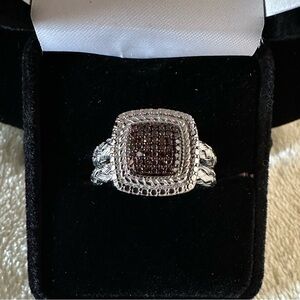 Red Diamond ♦️ Sterling Silver Braided Bands. Size 8 1/2. 1/4 CT TW